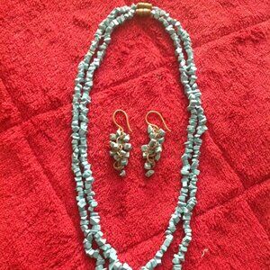 2 Vintage Turquoise Chip Necklaces with Earrings